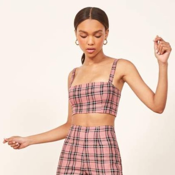 pink plaid crop top